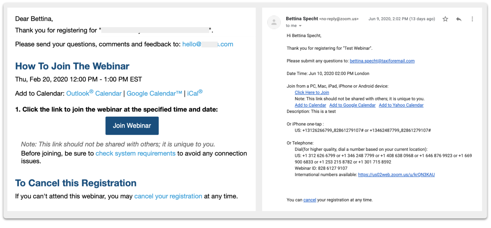 Webinar Confirmation Email Template